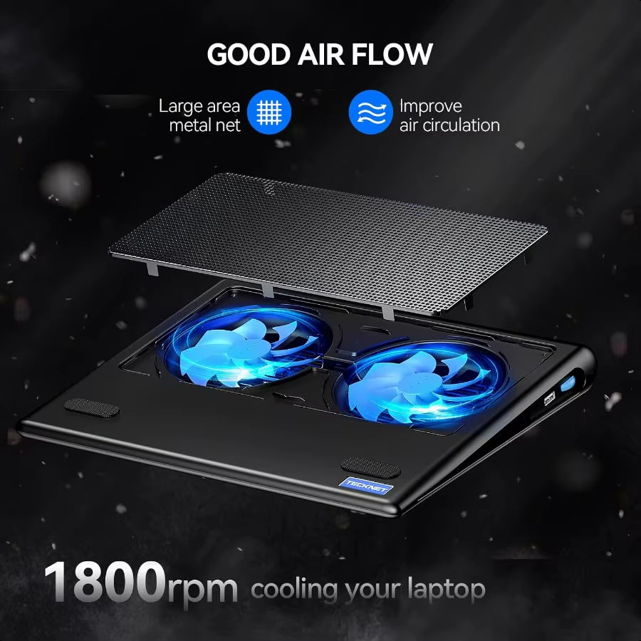 Laptop Cooling Pad 1215.6 Laptop Cooler Gaming Laptop Cooling Stand Wind Speed Adjustable 2 USB Powered Laptop Fan Cooling Pad