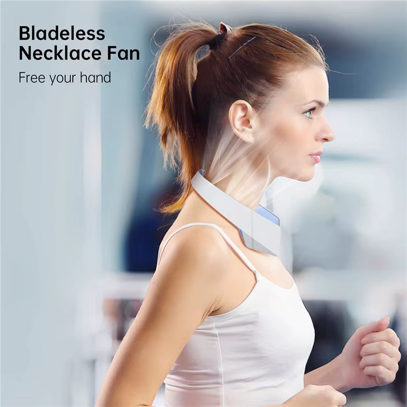 Hanging Neck Fans Type-C Mini Bladeless Fan USB Rechargeable Fan Mute for Sports Leafless Air Cooler Wearable Neckband